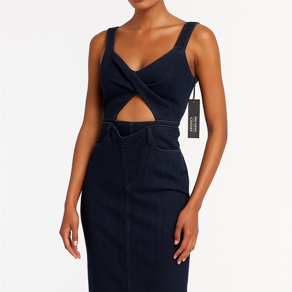 Lee Body Optix x Cushnie Denim Cutout Midi Dress Size 10 NWT